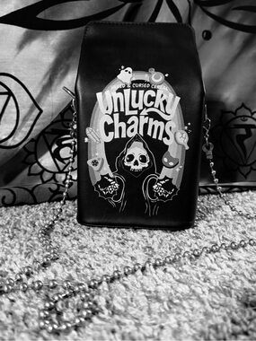 Unlucky Charms Coffin Crossbody Bag - Black